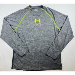 Under Armour HeatGear RUN Shirt XL Gray Neon Fitted Athletic Top
